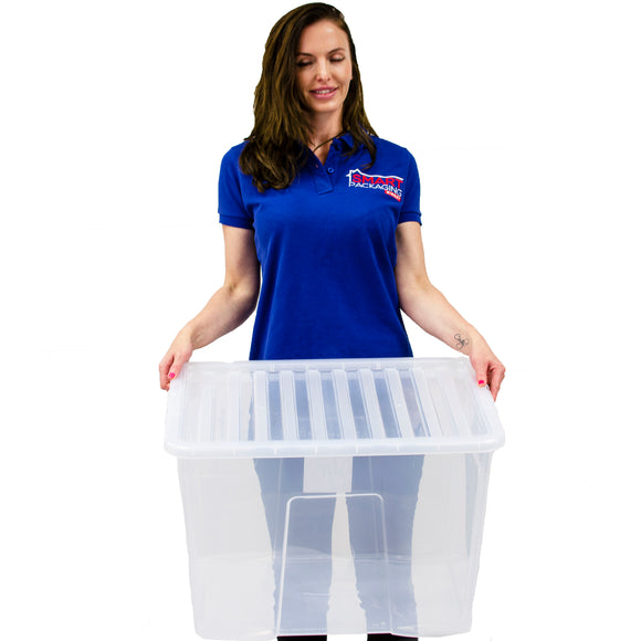 80L Clear Plastic Storage Box - Smartpackaging.direct