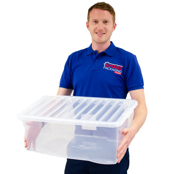 45L Clear Plastic Storage Box - Smartpackaging.direct